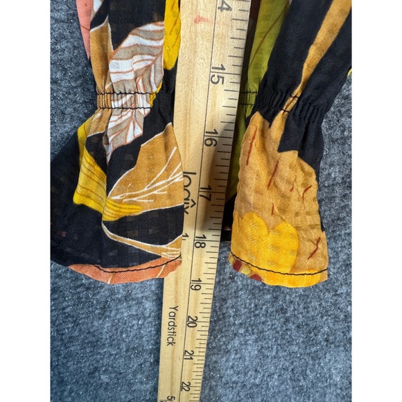 Who What Wear Dress Women M Floral Long Sleeve Black Yellow Garden Boho Work - Picture 7 of 13